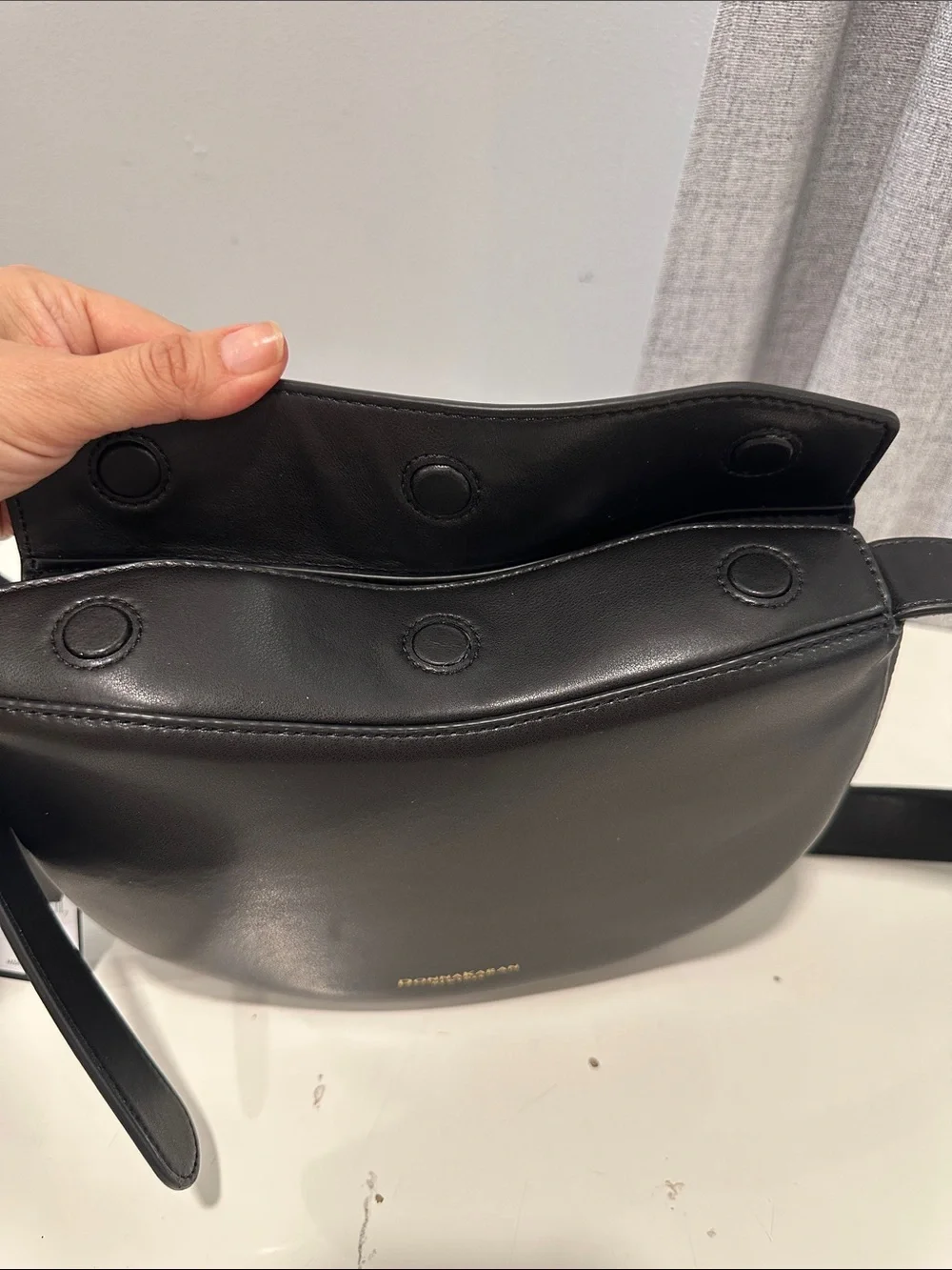 Donna Karan newyork Black Leather Crescent Shoulder /crossbody bag with dust bag